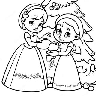 Elsa And Anna Decorating A Christmas Tree Coloring Page 8336-6841