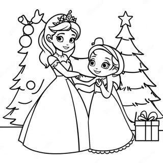 Elsa And Anna Decorating A Christmas Tree Coloring Page 8336-6842