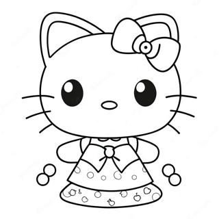 Hello Kitty In A Cute Dress Coloring Page 8406-6889