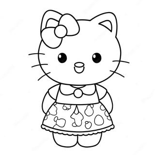 Hello Kitty In A Cute Dress Coloring Page 8406-6890