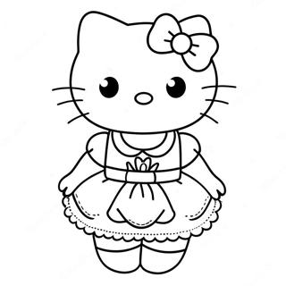 Hello Kitty In A Cute Dress Coloring Page 8406-6891