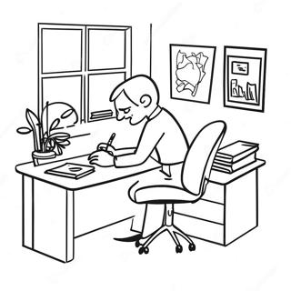 Funny Office Desk Scene Coloring Page 8436-6913