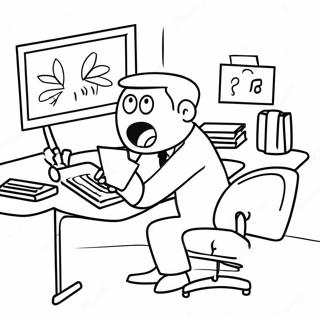 Funny Office Desk Scene Coloring Page 8436-6914