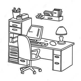 Funny Office Desk Scene Coloring Page 8436-6915