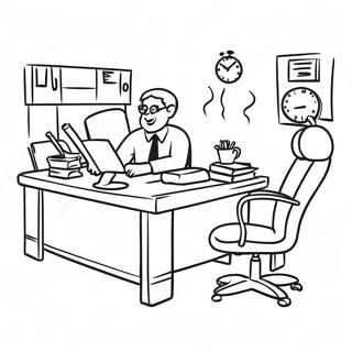 Funny Office Desk Scene Coloring Page 8436-6916