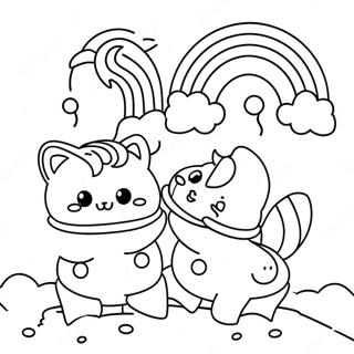 Cute Rainbow Friends Cyan Coloring Page 8466-6939