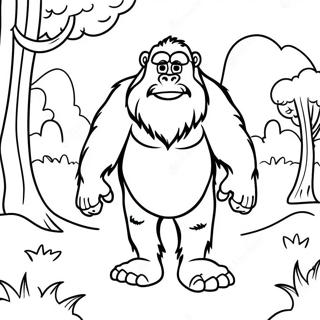 Funny Bigfoot Walking Coloring Page 8486-6954