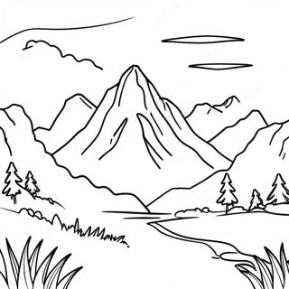 Easy Mountain Landscape Coloring Page 8495-6958