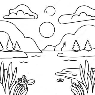 Serene Sunset Landscape Coloring Page 8496-6961