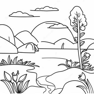 Serene Sunset Landscape Coloring Page 8496-6964