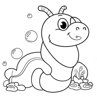 Cute Cartoon Worm Coloring Page 8506-6969