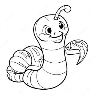 Cute Cartoon Worm Coloring Page 8506-6970