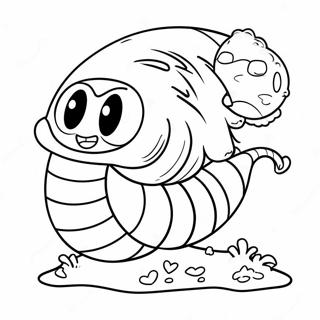 Cute Cartoon Worm Coloring Page 8506-6971