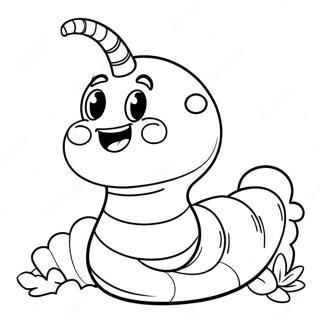 Cute Cartoon Worm Coloring Page 8506-6972