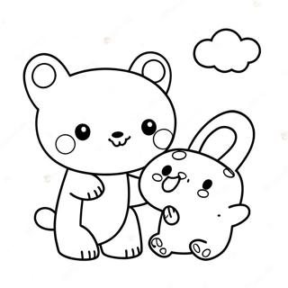 Cute Rilakkuma And Cinnamoroll Friends Coloring Page 8546-7003