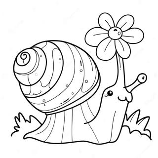 Cute Snail With A Flower Coloring Page 8566-7020