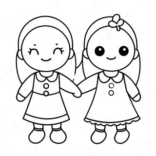 Two Bffs Holding Hands Coloring Page 8645-7078