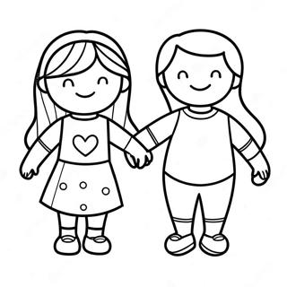 Two Bffs Holding Hands Coloring Page 8645-7080