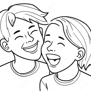 Two Best Friends Laughing Together Coloring Page 8646-7081