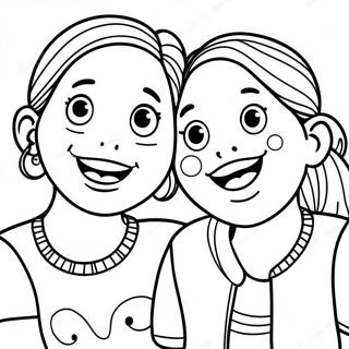 Two Best Friends Laughing Together Coloring Page 8646-7083