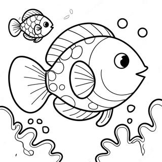 Cute Cartoon Fish Swimming Coloring Page 8666-7097