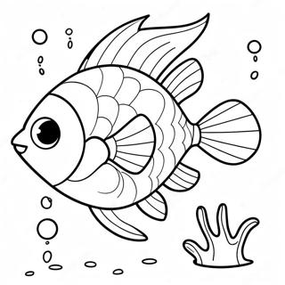 Cute Cartoon Fish Swimming Coloring Page 8666-7098