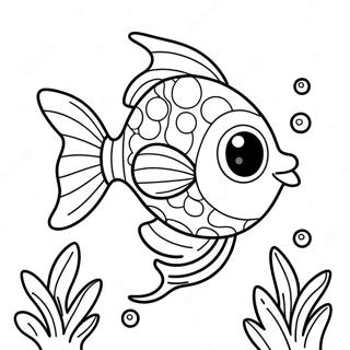 Cute Cartoon Fish Swimming Coloring Page 8666-7099