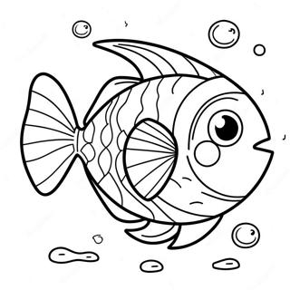 Cute Cartoon Fish Swimming Coloring Page 8666-7100