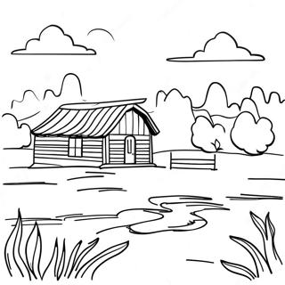 Rustic Texas Landscape Coloring Page 8676-7107