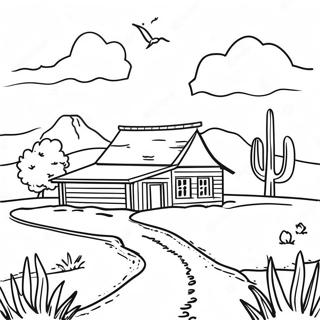 Rustic Texas Landscape Coloring Page 8676-7108