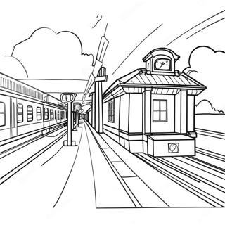 Colorful Train Station Coloring Page 872-698