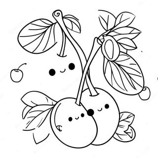 Cute Cherries With Faces Coloring Page 8837-7226