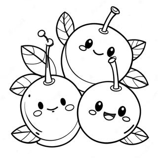 Cute Cherries With Faces Coloring Page 8837-7227