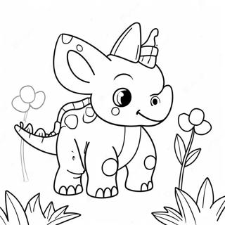 Cute Triceratops With Flowers Coloring Page 8957-7323