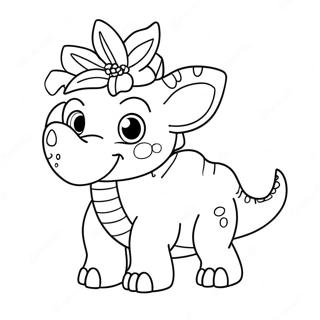 Cute Triceratops With Flowers Coloring Page 8957-7324