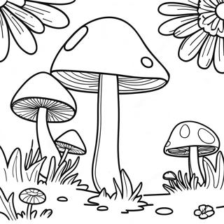 Trippy Mushroom Coloring Page 8976-7336