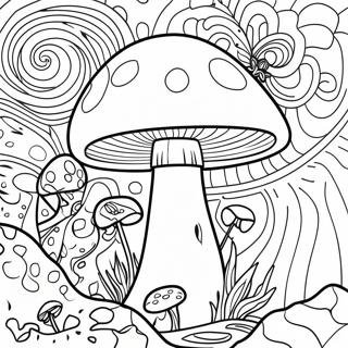 Colorful Psychedelic Mushroom Coloring Page 8977-7339