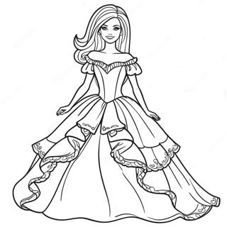 Barbie In A Beautiful Dress Coloring Page 9047-7393