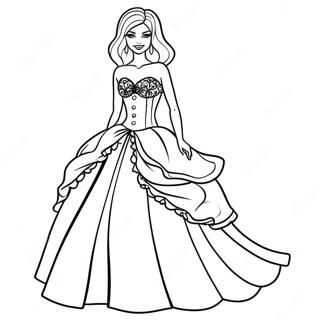 Barbie In A Beautiful Dress Coloring Page 9047-7394