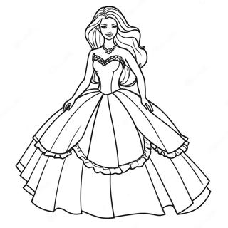 Barbie In A Beautiful Dress Coloring Page 9047-7395