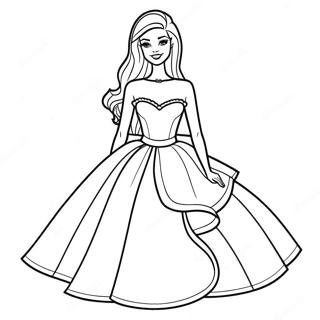 Barbie In A Beautiful Dress Coloring Page 9047-7396