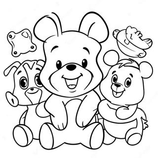 Adorable Baby Winnie The Pooh With Friends Coloring Page 9077-7418