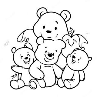 Adorable Baby Winnie The Pooh With Friends Coloring Page 9077-7419