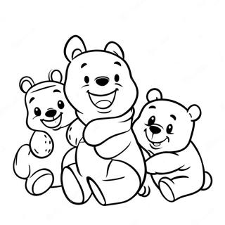 Adorable Baby Winnie The Pooh With Friends Coloring Page 9077-7420