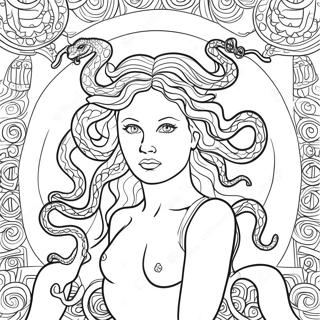 Mythical Medusa With Snakes Coloring Page 9097-7434