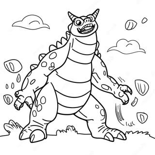 Giant Kaiju Battle Coloring Page 9167-7489