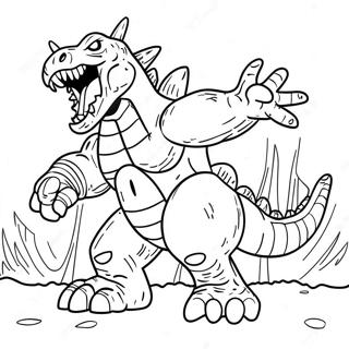 Giant Kaiju Battle Coloring Page 9167-7491