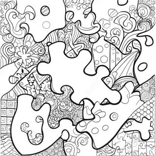 Colorful Puzzle Pieces Autism Awareness Coloring Page 9187-7507