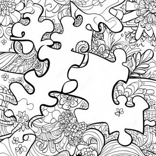 Colorful Puzzle Pieces Autism Awareness Coloring Page 9187-7508