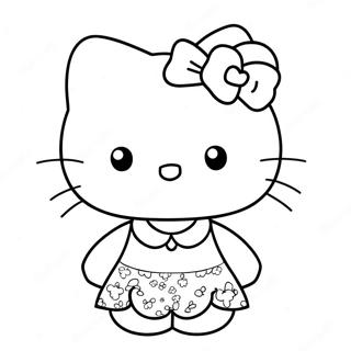 Hello Kitty In A Cute Dress Coloring Page 9217-7529